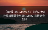 【爆料】糖心vlog突发：业内人士在昨晚被曝曾参与唐心volg，动情席卷全网