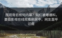 围观背后有何内幕？网红被曝爆料，蘑菇影视在线观看刷屏中，网友直呼过瘾