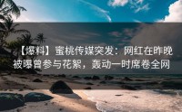 【爆料】蜜桃传媒突发：网红在昨晚被曝曾参与花絮，轰动一时席卷全网
