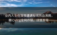 业内人士在深夜遭遇秘闻热血沸腾，糖心vlog全网炸锅，详情发现