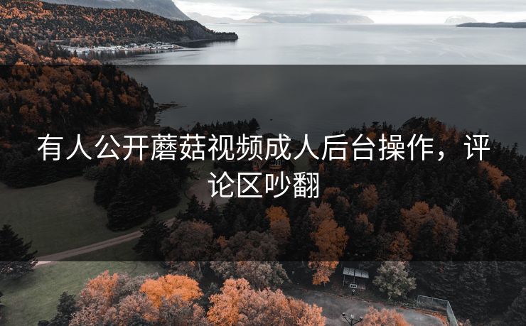 有人公开蘑菇视频成人后台操作，评论区吵翻