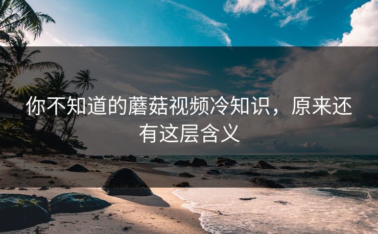 你不知道的蘑菇视频冷知识，原来还有这层含义