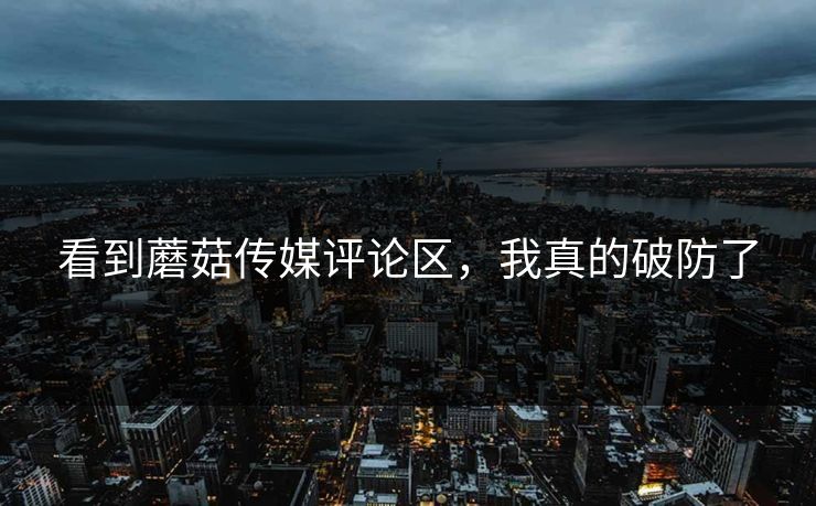 看到蘑菇传媒评论区，我真的破防了