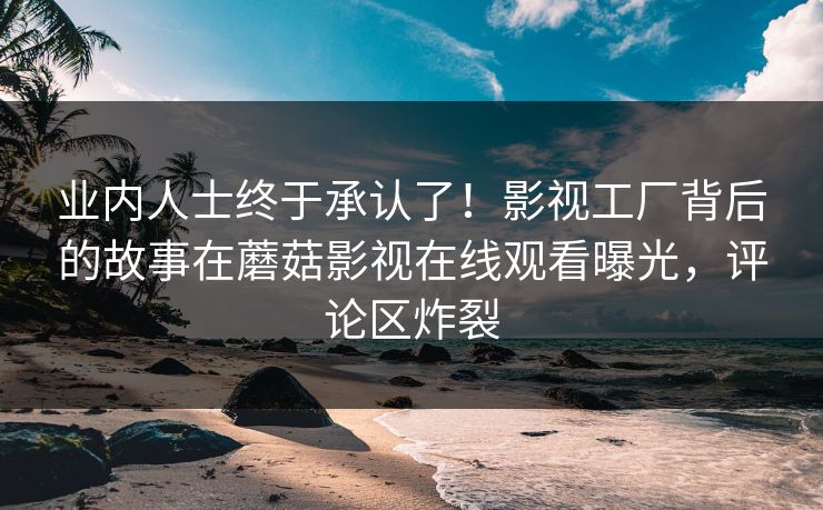 业内人士终于承认了！影视工厂背后的故事在蘑菇影视在线观看曝光，评论区炸裂