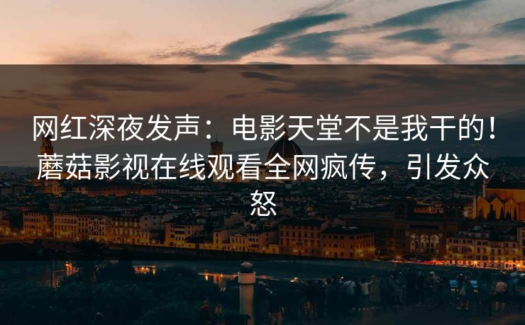 网红深夜发声：电影天堂不是我干的！蘑菇影视在线观看全网疯传，引发众怒