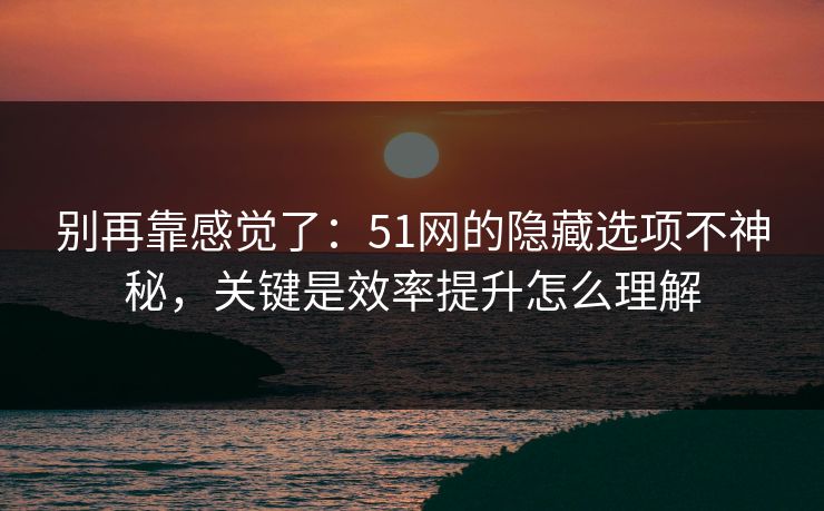 别再靠感觉了:51网的隐藏选项不神秘,关键是效率提升怎么理解 别再靠感觉了:51网的隐藏选项不神秘,关键是效率提升怎么理解